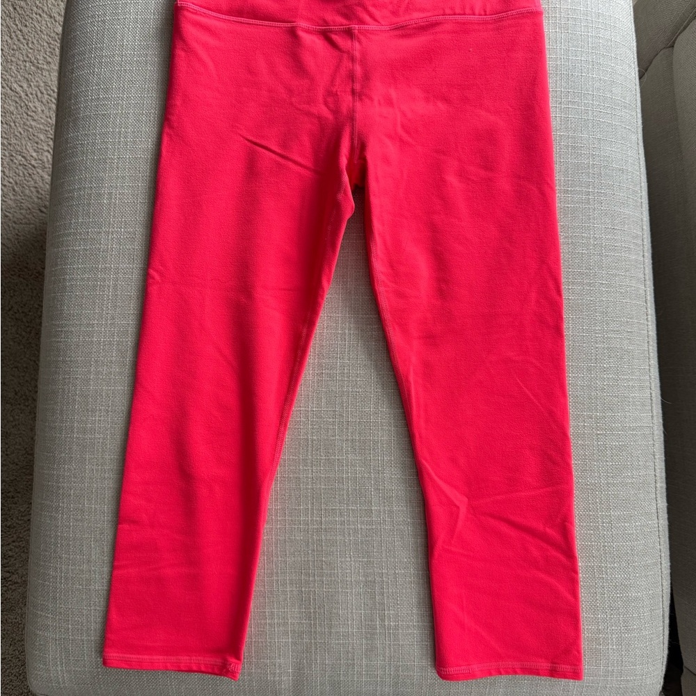 Fabletics Pink Cropped Leggings with Wide Waistband